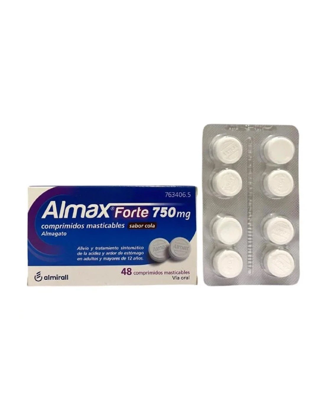 Almax Forte 750mg 48 Comprimidos Masticables Cola 3 Almax Forte 750mg 48 Comprimidos Masticables Cola