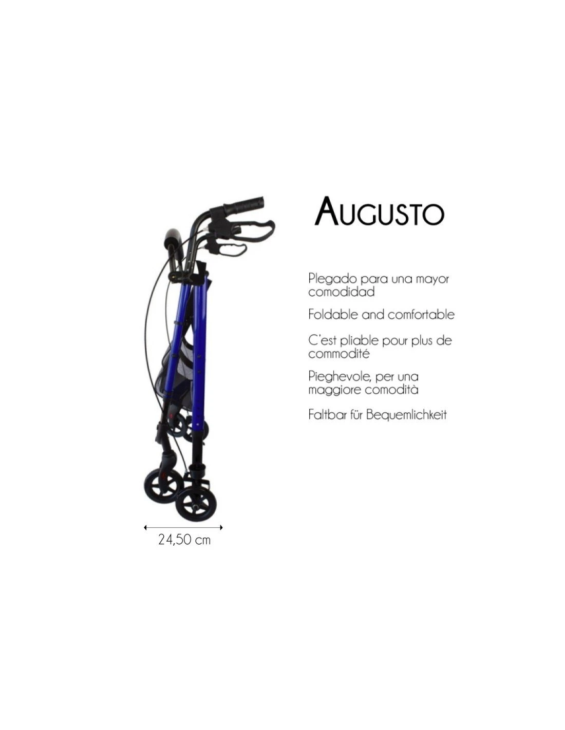 Mobiclinic Augusto Andador Top Aluminio Plegable Asiento Con Respaldo Frenos Ruedas 4 Mobiclinic Augusto Andador Top Aluminio Plegable Asiento Con Respaldo Frenos Ruedas - Imagen 2