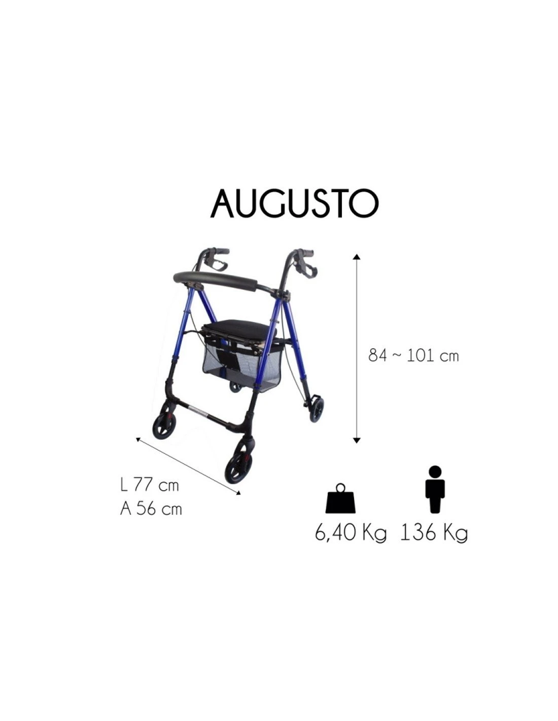 Mobiclinic Augusto Andador Top Aluminio Plegable Asiento Con Respaldo Frenos Ruedas 6 Mobiclinic Augusto Andador Top Aluminio Plegable Asiento Con Respaldo Frenos Ruedas - Imagen 4