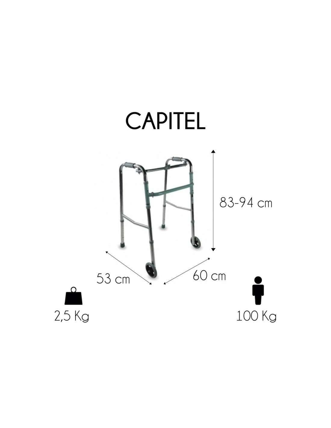 Mobiclinic Capitel Andador Aluminio Plegable Regulable Ruedas 4 Mobiclinic Capitel Andador Aluminio Plegable Regulable Ruedas - Imagen 2