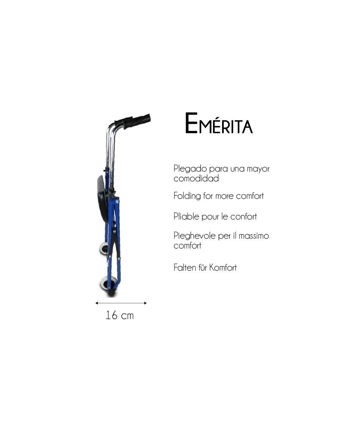 Mobiclinic Emérita Andador Pleglabe Asiento 2 Ruedas Azul 8 Mobiclinic Emérita Andador Pleglabe Asiento 2 Ruedas Azul - Imagen 6