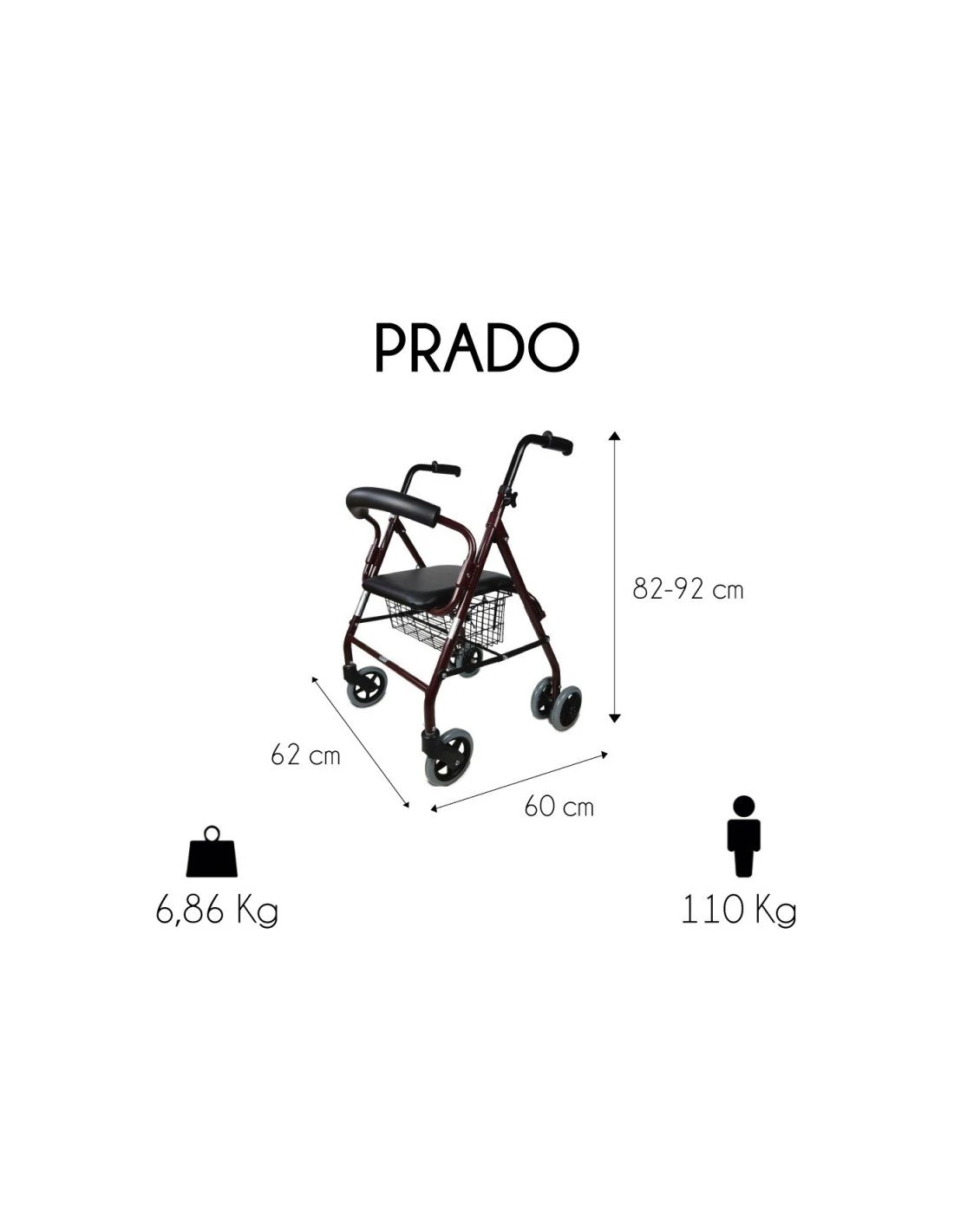 Mobiclinic Prado Andador Rollator Aluminio Plegable Asiento Con Respaldo Y Cesta 4 Mobiclinic Prado Andador Rollator Aluminio Plegable Asiento Con Respaldo Y Cesta - Imagen 2