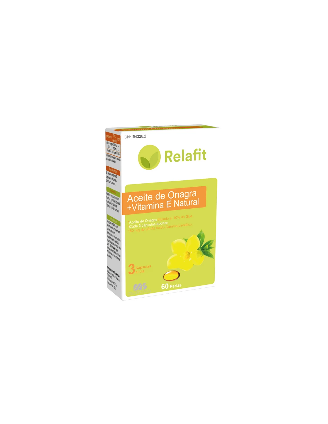 Relafit Aceite De Onagra + Vitamina E Natural 60 Perlas 3 Relafit Aceite De Onagra + Vitamina E Natural 60 Perlas