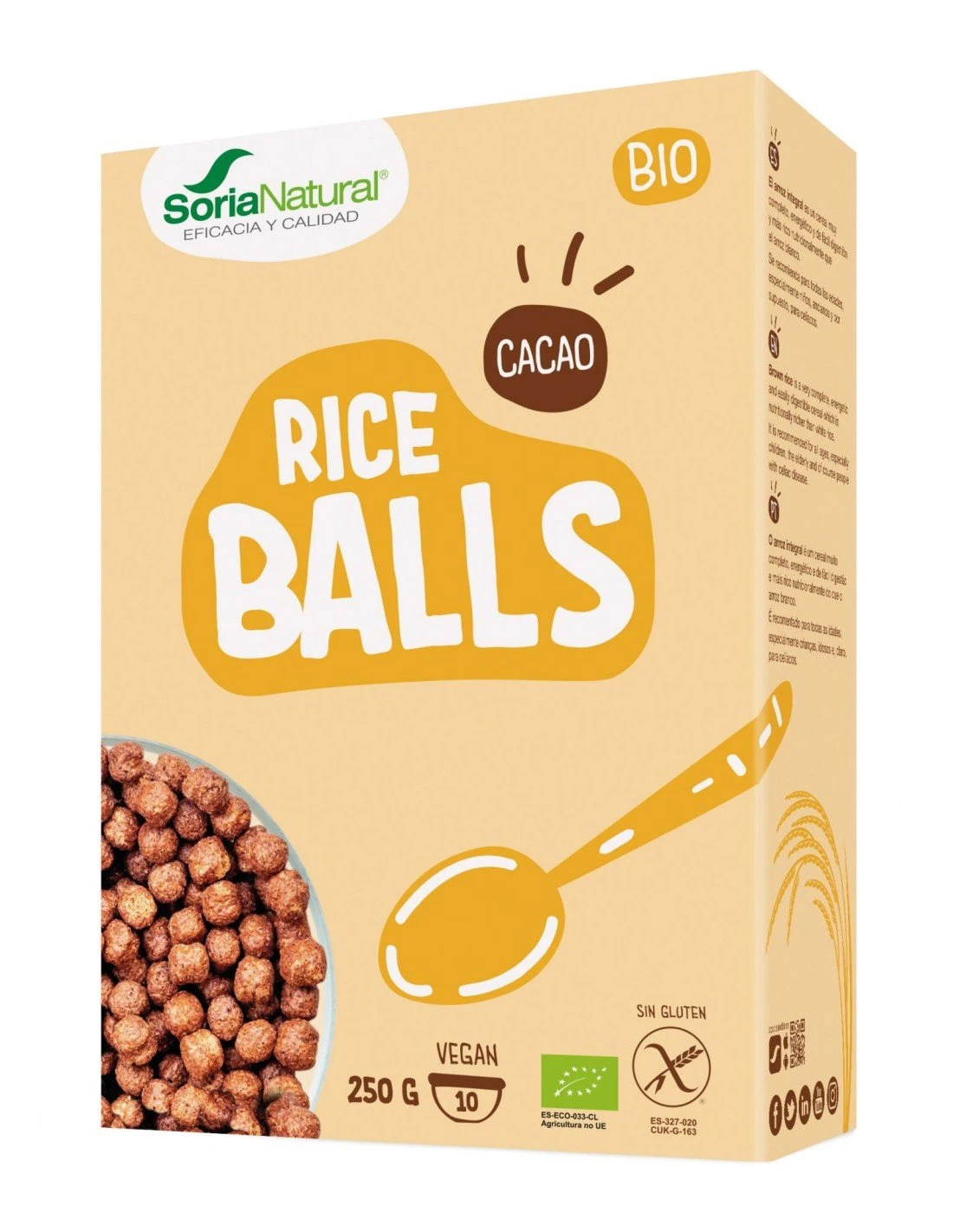 Soria Natural Rice Balls Cacao Bio 250g 3 Soria Natural Rice Balls Cacao Bio 250g